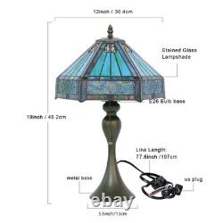 TFNALNB Tiffany Style Stained Glass Table Lamp, 12x12x19 Inch, Vintage Metal