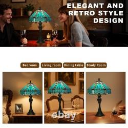 TFNALNB Tiffany Style Stained Glass Table Lamp, 12x12x19 Inch, Vintage Metal