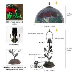 TFNTCYG Tiffany Table Lamp, Tulip Style Stained Glass Lamp, 12X12X19 Inch Vin