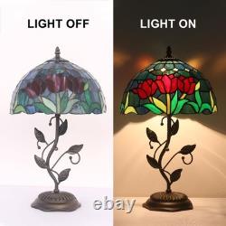 TFNTCYG Tiffany Table Lamp, Tulip Style Stained Glass Lamp, 12X12X19 Inch Vin