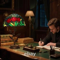 TFNTCYG Tiffany Table Lamp, Tulip Style Stained Glass Lamp, 12X12X19 Inch Vin