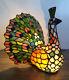 Tiffany Style Peacock Lamp-leaded Stained Glass Lamp Euc