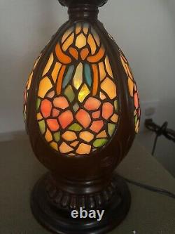 TIFFANY STYLE PRETTY PETALS TABLE LAMP STAINED GLASS HSN 22 x 16