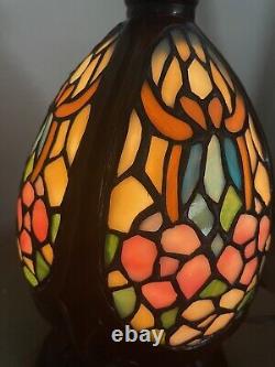 TIFFANY STYLE PRETTY PETALS TABLE LAMP STAINED GLASS HSN 22 x 16