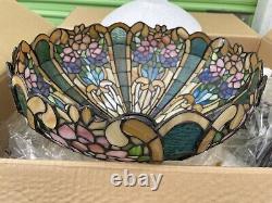 TIFFANY STYLE PRETTY PETALS TABLE LAMP STAINED GLASS HSN 22 x 16