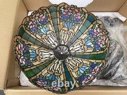 TIFFANY STYLE PRETTY PETALS TABLE LAMP STAINED GLASS HSN 22 x 16