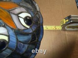 TIFFANY STYLE STAINED SLAG GLASS Jewels Lamp Shade Peacock Feathers 9 Tall