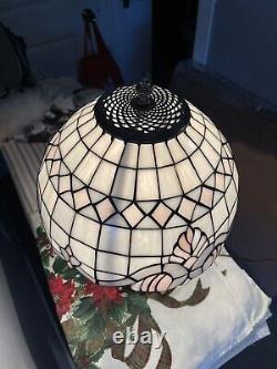 TIFFANY STYLE TABLE Stained Glass, Dome Shade, 22 Inches Tall Bronze, LAMP