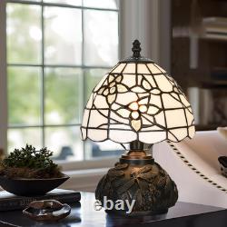 TL0022 Small Tiffany Stained Glass Lamp White Floral