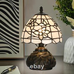 TL0022 Small Tiffany Stained Glass Lamp White Floral