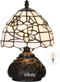 TL0022 Small Tiffany Stained Glass Lamp White Floral