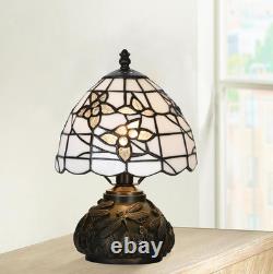 TL0022 Small Tiffany Stained Glass Lamp White Floral