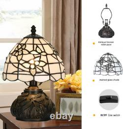 TL0022 Small Tiffany Stained Glass Lamp White Floral