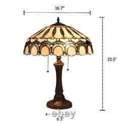 Table Desk Lamp 22 Tiffany Style Victorian 2 Bulb Stained Glass Handcrafted