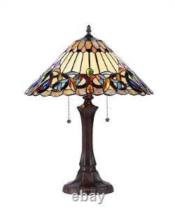 Table Desk Lamp Tiffany Style Victorian Design Stained Glass 16.5 Shade 22 Tall