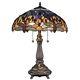 Table Lamp Red Dragonfly Bronze Stained Glass Alloy Hardware Blue Bell 25 In