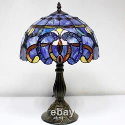 Table Lamp Stained Glass Bedside Nightstand Tiffany Lamp Room Decor Blue Purple