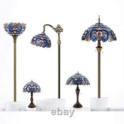 Table Lamp Stained Glass Bedside Nightstand Tiffany Lamp Room Decor Blue Purple