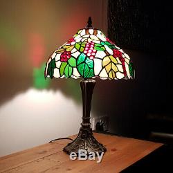 Table Lamp Tiffany Style Antique Brass Resin Base Stained Glass Coloured Effect