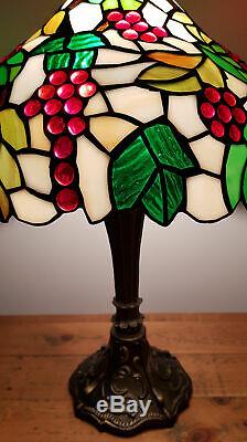 Table Lamp Tiffany Style Antique Brass Resin Base Stained Glass Coloured Effect