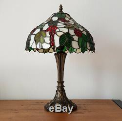 Table Lamp Tiffany Style Antique Brass Resin Base Stained Glass Coloured Effect