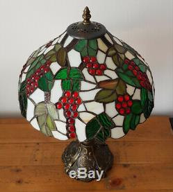 Table Lamp Tiffany Style Antique Brass Resin Base Stained Glass Coloured Effect