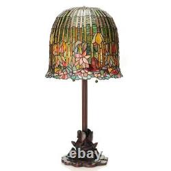 Table Lamp With Tiffany Style Pond Lily Stained Glass Shade Multi-Colored