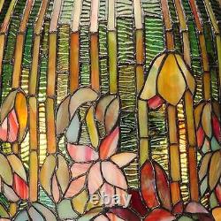Table Lamp With Tiffany Style Pond Lily Stained Glass Shade Multi-Colored