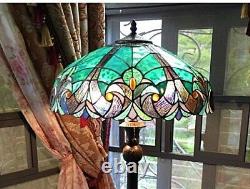 Teal Victorian Vintage Stained Glass Tiffany Style Floor Lamp, Peacock, 2-Light