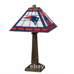 The Memory Company NFL 23 in. Antique Bronze Stained Glass Mission Lamp Patriots