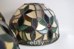 Three Vintage Stained Glass Tiffany Style Lamp Shades Clean LN