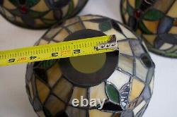 Three Vintage Stained Glass Tiffany Style Lamp Shades Clean LN