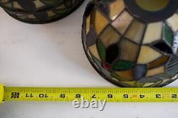 Three Vintage Stained Glass Tiffany Style Lamp Shades Clean LN