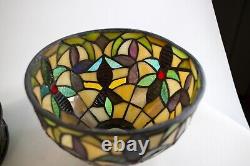 Three Vintage Stained Glass Tiffany Style Lamp Shades Clean LN