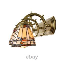 Tiffany 3-Light Stained Glass Wall Sconce Light Bathroom Foyer Wall Mount Lamp
