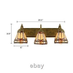 Tiffany 3-Light Stained Glass Wall Sconce Light Bathroom Foyer Wall Mount Lamp