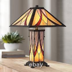 Tiffany Accent Table Lamp with Nightlight LED Art Glass for Living Room Bedroom