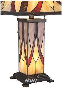 Tiffany Accent Table Lamp with Nightlight LED Art Glass for Living Room Bedroom