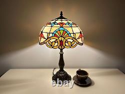 Tiffany Baroque Style Mediterranean Stained Glass Bedside Table Lamp 48 cm Tall
