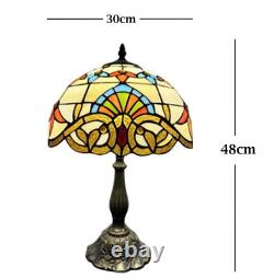 Tiffany Baroque Style Mediterranean Stained Glass Bedside Table Lamp 48 cm Tall