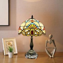 Tiffany Baroque Style Mediterranean Stained Glass Bedside Table Lamp 48 cm Tall