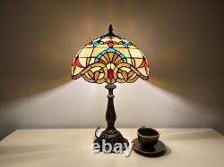 Tiffany Baroque Style Mediterranean Stained Glass Bedside Table Lamp 48 cm Tall