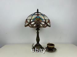 Tiffany Baroque Style Mediterranean Stained Glass Bedside Table Lamp 48 cm Tall