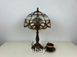 Tiffany Baroque Style Mediterranean Stained Glass Bedside Table Lamp 48 cm Tall