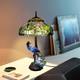 Tiffany Bird Glass Vibrant Blue Peacock Figurine Decorative Table Desk Lamp
