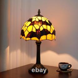 Tiffany Black Bat Stained Glass Table Lamp Handmade Bedside Table Night Unique C