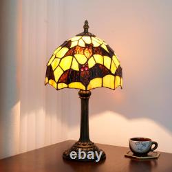 Tiffany Black Bat Stained Glass Table Lamp Handmade Bedside Table Night Unique C