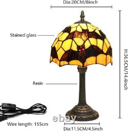 Tiffany Black Bat Stained Glass Table Lamp Handmade Bedside Table Night Unique C