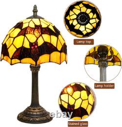 Tiffany Black Bat Stained Glass Table Lamp Handmade Bedside Table Night Unique C