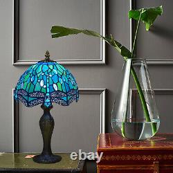 Tiffany Blue Dragonfly Style Handmade Stained Glass Colourful Table Lamp Home